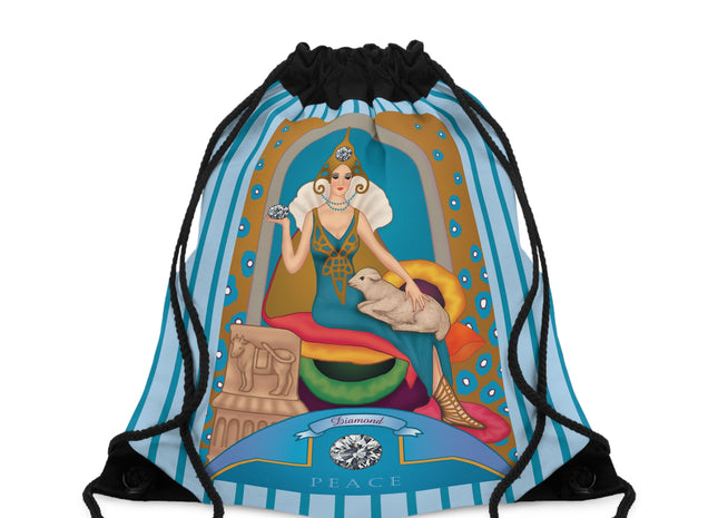 April & Diamond (from the Gem Series) by Sofi Chiostri Drawstring Bag