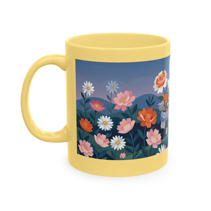 🌸🎭 The Lady Of The Floral Masquerade Garden Ceramic Mug – Art Deco Fashion Whimsy