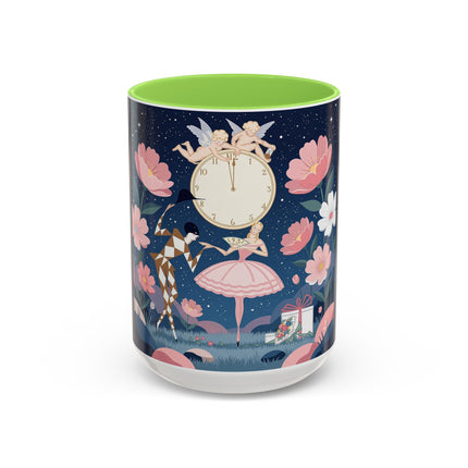 🕛🌸 Midnight Waltz Before Christmas Colorful Mug – Art Deco Holiday Fantasy