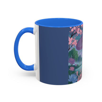 The Lady Of The Cherry Blossoms Colorful Mugs – Art Deco Spring Elegance