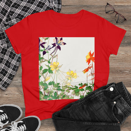 Aquilegia Flowers by Tanigami Kônan Women's Midweight Cotton Tee