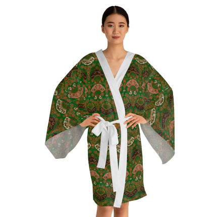 Japanese Fan Pattern by G.A. Audsley Long Sleeve Kimono Robe (AOP)