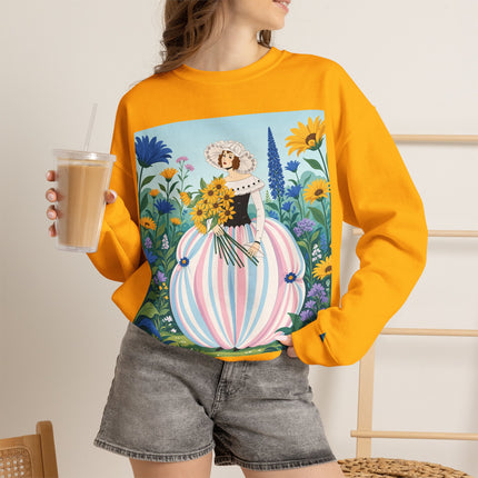 🌻🎀 The Sunflower Garden Bouquet Crewneck Sweatshirt – Art Deco Floral Elegance