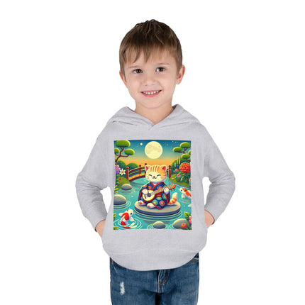 Melodic Kitten by the Koi Pond Toddler Pullover Fleece Hoodie