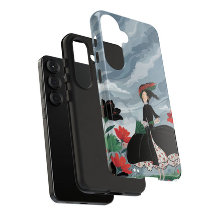 🌧️🌺 The Stormy Flower Walk Phone Case – Art Deco Floral Fashion