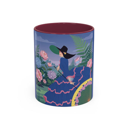 The Lady Of The Garden Stroll Colorful Mugs – Art Deco Botanical Elegance