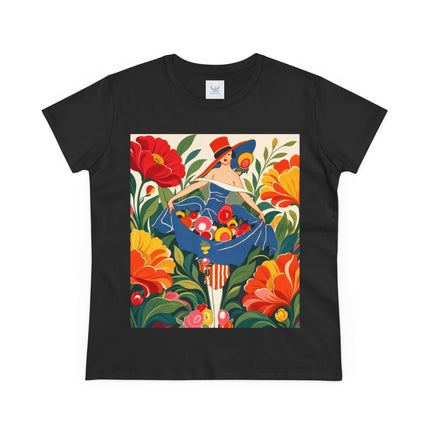 🌺🎩 The Grand Flower Market Cotton Tee – Art Deco Floral Fashion