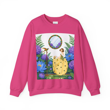 🦜🪷 The Parrot Garden Reflection Crewneck Sweatshirt – Art Deco Fashion Whimsy