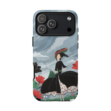 🌧️🌺 The Stormy Flower Walk Phone Case – Art Deco Floral Fashion