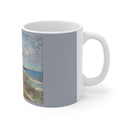 Fishing Boats on the Beach at Saintes-Maries by Vincent Van Gogh Ceramic Mug 11oz