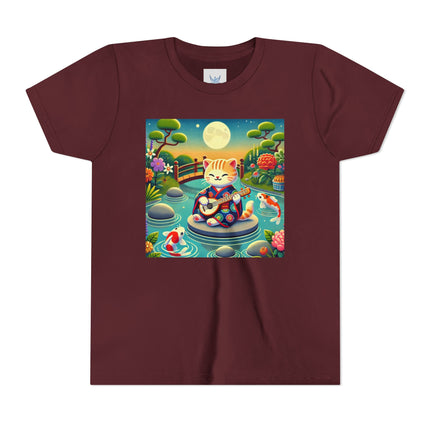 Melodic Kitten by the Koi Pond Youth Short Sleeve Tee