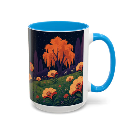 🌙🌼 The Moonlit Floral Dancer Colorful Mug – Art Deco Garden Fantasy