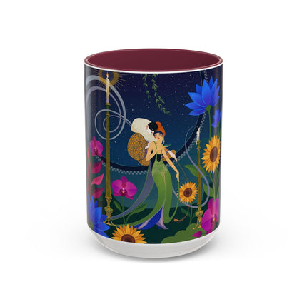 The Lady Of The Starlit Candles Colorful Mugs – Art Deco Theatrical Romance