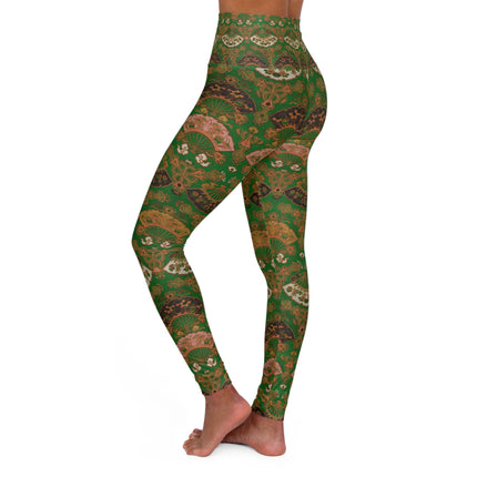 Japanese Fan Pattern by G.A. Audsley High Waisted Yoga Leggings (AOP)