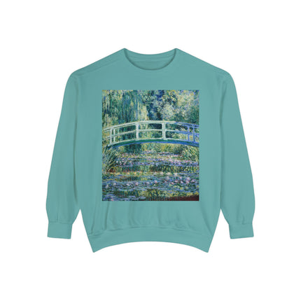 Water Lilies and Japanese Bridge by Claude Monet Unisex Garment-Dyed Sweatshirt