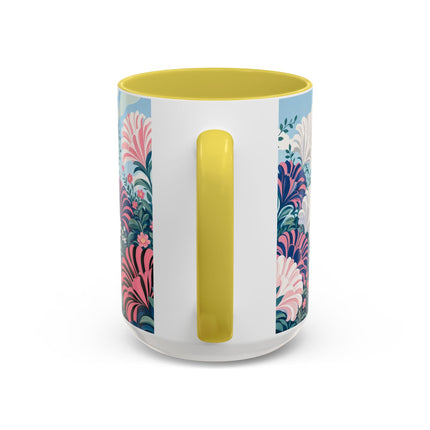 🌸🦋 The Enchanted Pink Blossom Retreat Colorful Mug – Art Deco Floral Whimsy