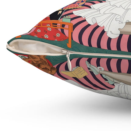 🌙🌺 The Lady Of The Midnight Garden Square Pillow – Art Deco Floral Reverie