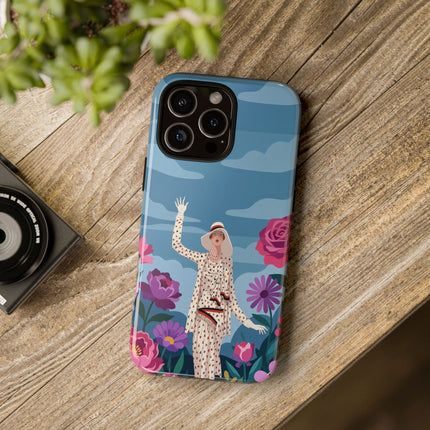 🌺👒 The Grand Flower Promenade Phone Case – Art Deco Fashion Illustration