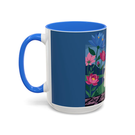 The Lady Of The Golden Parasol Colorful Mugs – Art Deco Botanical Elegance