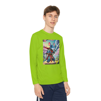 Cyber Samurai Rat Youth Long Sleeve Competitor Tee – Neon Warriors & Futuristic Adventure