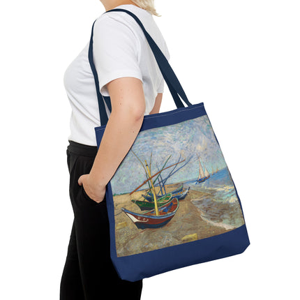 Fishing Boats on the Beach at Saintes-Maries by Vincent Van Gogh Tote Bag (AOP)