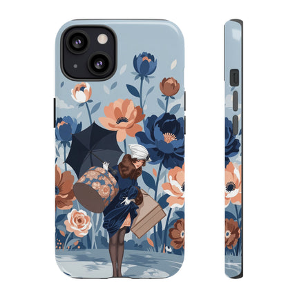 ☂️🌺 The Lady Of The Traveling Garden Phone Case – Art Deco Floral Adventure