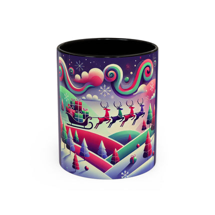 Festive Reindeer Flight Colorful Mugs (11oz, 15oz)