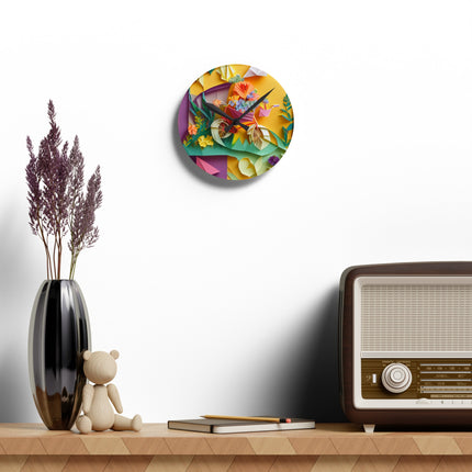 Origami Bicycle Acrylic Wall Clock, Round and Square
