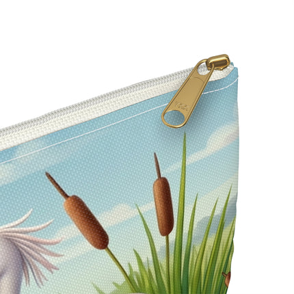Geisha Kitten Strolls Among the Spoonbills Accessory Pouch – Serene Grace & Marshland Wonder