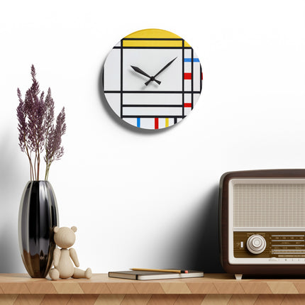 Place de la Concorde by Piet Mondrian Acrylic Wall Clock, Round and Square