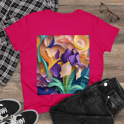 The Elegant Iris Flower Women's Midweight Cotton Tee
