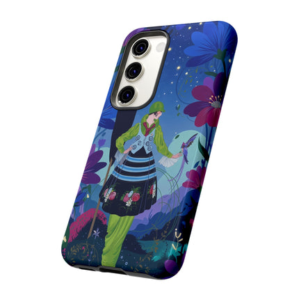 🌸🐦 The Lady Of The Midnight Bird Garden Phone Case – Art Deco Floral Fantasy