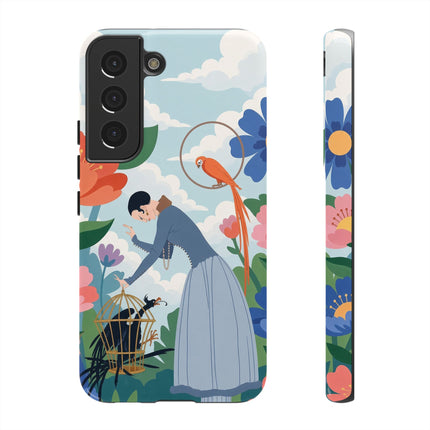 🦜🌺 The Lady Of The Garden Aviary Phone Case – Art Deco Floral Whimsy