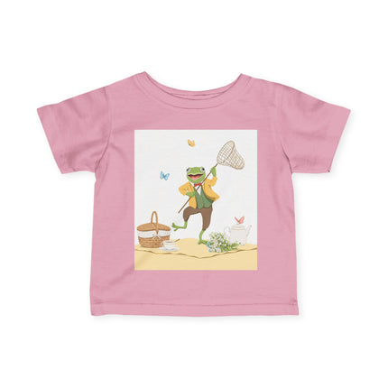 🐸🦋 The Little Butterfly Chasing Frog Infant Fine Jersey Tee – Whimsical Woodland Charm