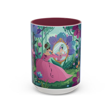The Lady Of The Enchanted Mirror Colorful Mugs – Art Deco Botanical Elegance