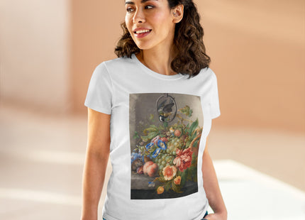 Still Life With Flowers, Fruit, A Great Tit And A Mouse by Herman Henstenburgh Women's Midweight Cotton Tee