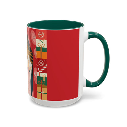 ❤️ The Lady Of The Candlelit Christmas Alcove Colorful Mug – Art Deco Holiday Elegance