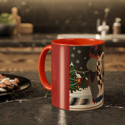 ❄️✨ The Winter Couture Promenade Colorful Mug – Art Deco Holiday Elegance