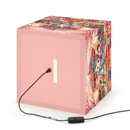 🎠🌸 Geisha Kitten's Enchanted Carousel Ride Light Cube Lamp – Whimsical Dreams & Cherry Blossom Magic