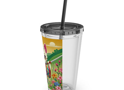 Samurai Kitten Sunsplash Tumbler with Straw, 16oz
