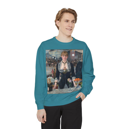 A Bar at the Folies-Bergère by Edouard Manet Unisex Garment-Dyed Sweatshirt