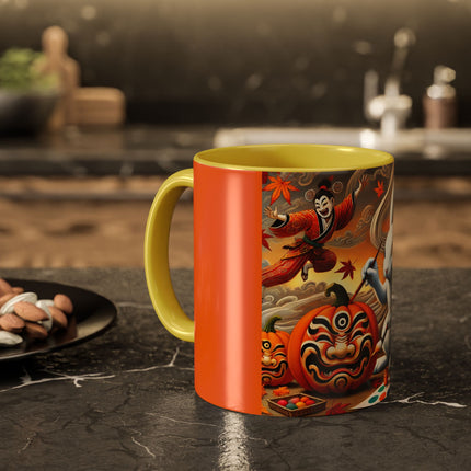 Halloween Rabbit’s Kabuki Jack-o’-Lanterns Colorful Mugs (11oz, 15oz)
