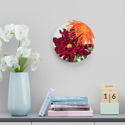 Dahlia Flower by Tanigami Kônan Acrylic Wall Clock, Round and Square