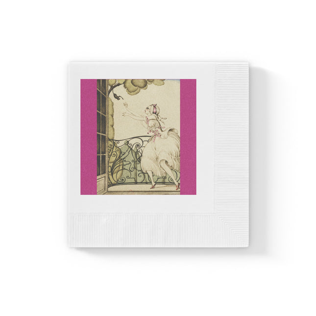 Sur talons rouges (On Red Heels) pl 02 by Gerda Wegener White Coined Napkins