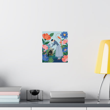 🦜🌺 The Garden Of Curious Birds Matte Vertical Poster – Art Deco Botanical Whimsy