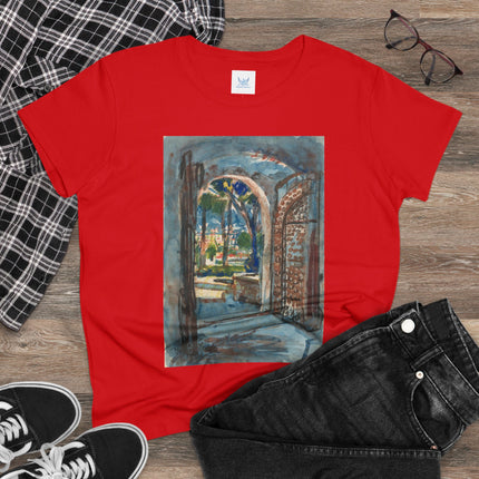 Gate in S. Miniato by Martin Monnickendam Women's Midweight Cotton Tee