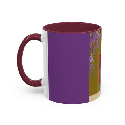 Wisteria Elegance Colorful Mug (11oz, 15oz) – Floral Beauty, Kimono Art & Timeless Grace