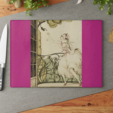 Sur talons rouges (On Red Heels) pl 02 by Gerda Wegener Glass Cutting Board