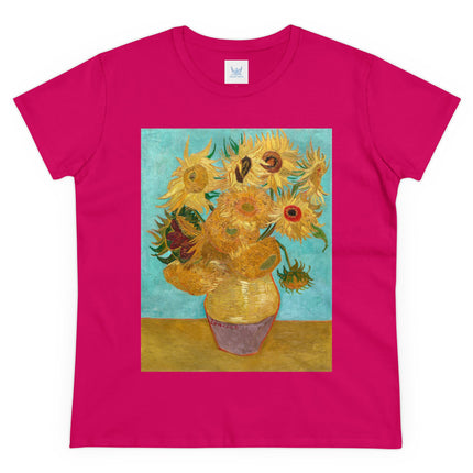 Vase with Twelve Sunflowers by Vincent van Gogh Women's Midweight Cotton Tee