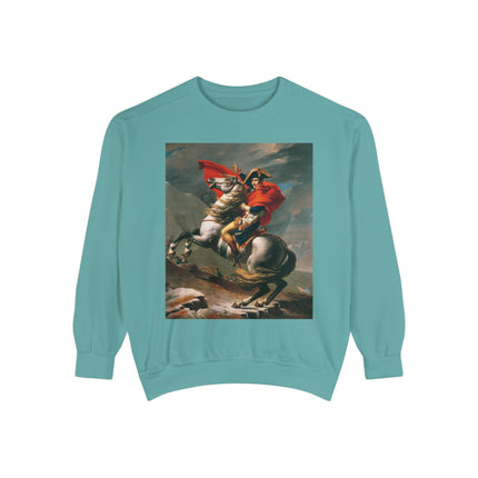 Napoleon Crossing the Alps by Jacques-Louis David Unisex Garment-Dyed Sweatshirt